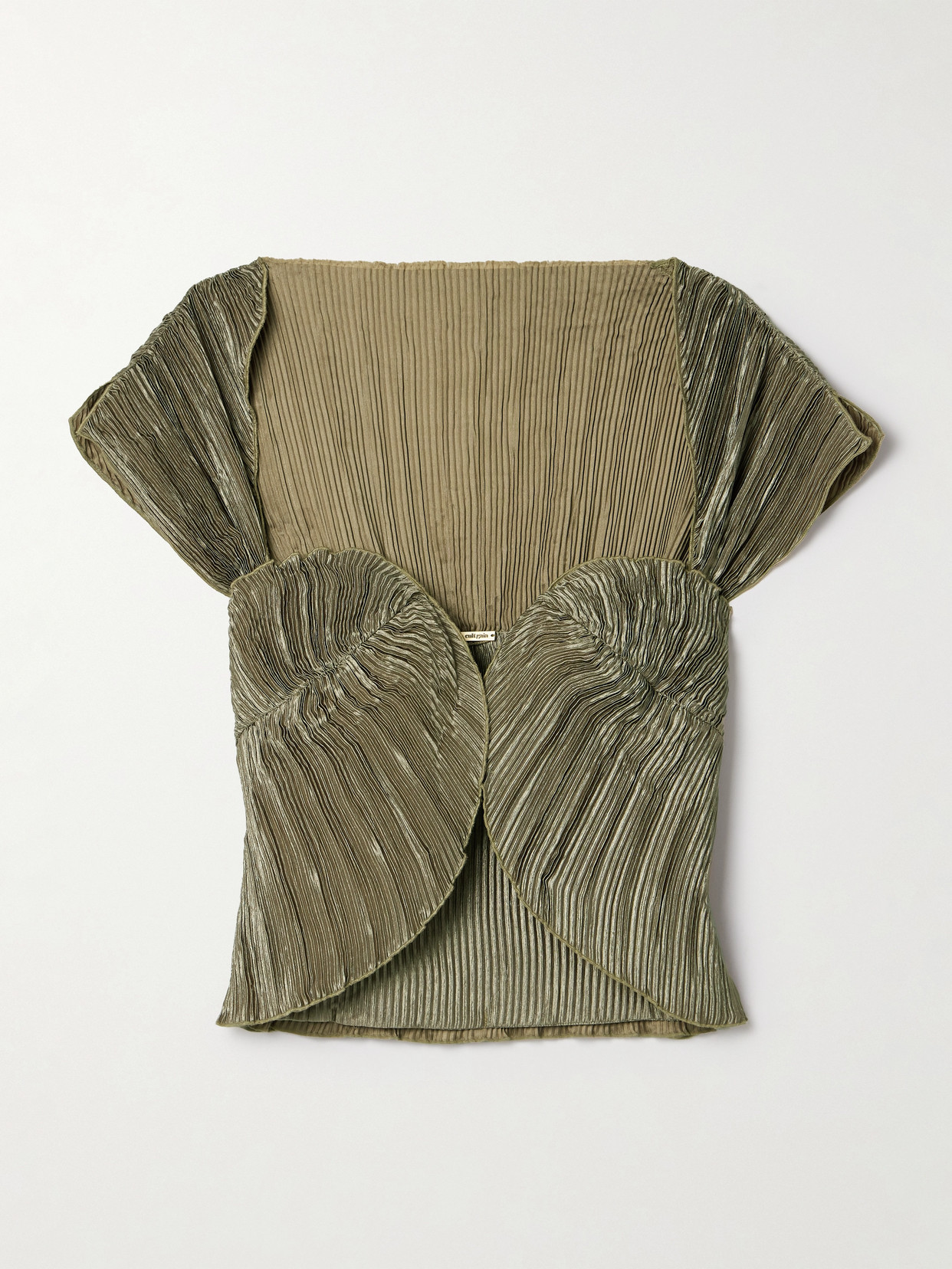 Cult Gaia - Milli Cropped Plissé-satin Top - Gray