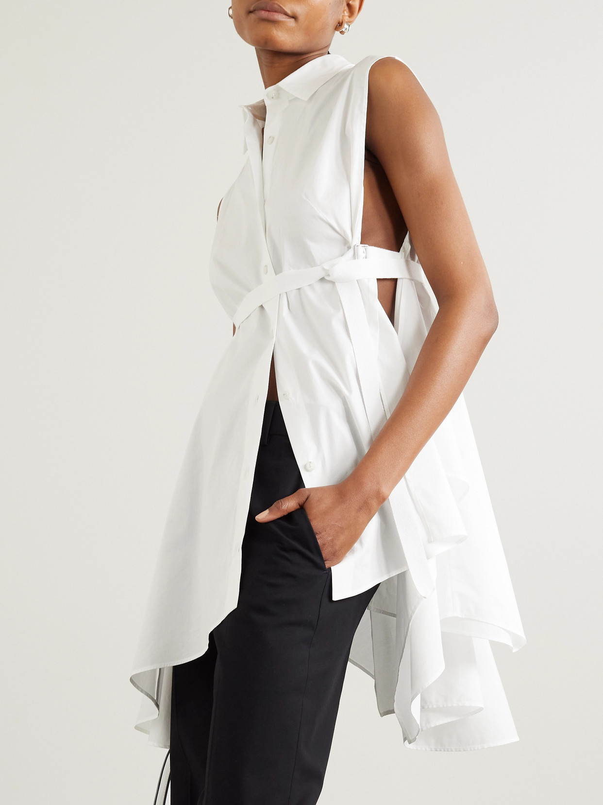Ann Demeulemeester Iona Asymmetrical Oversized Shirt Light Crumpled Cotton White In White