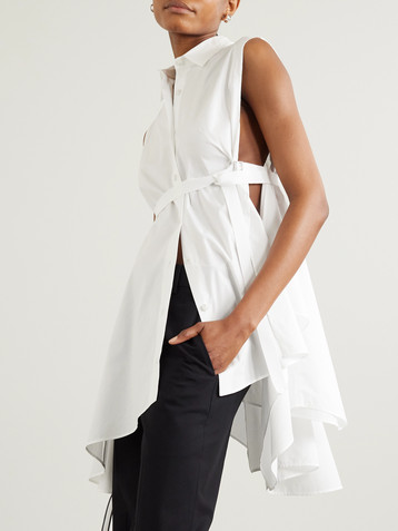 ANN DEMEULEMEESTER Iona oversized asymmetric cotton-poplin shirt