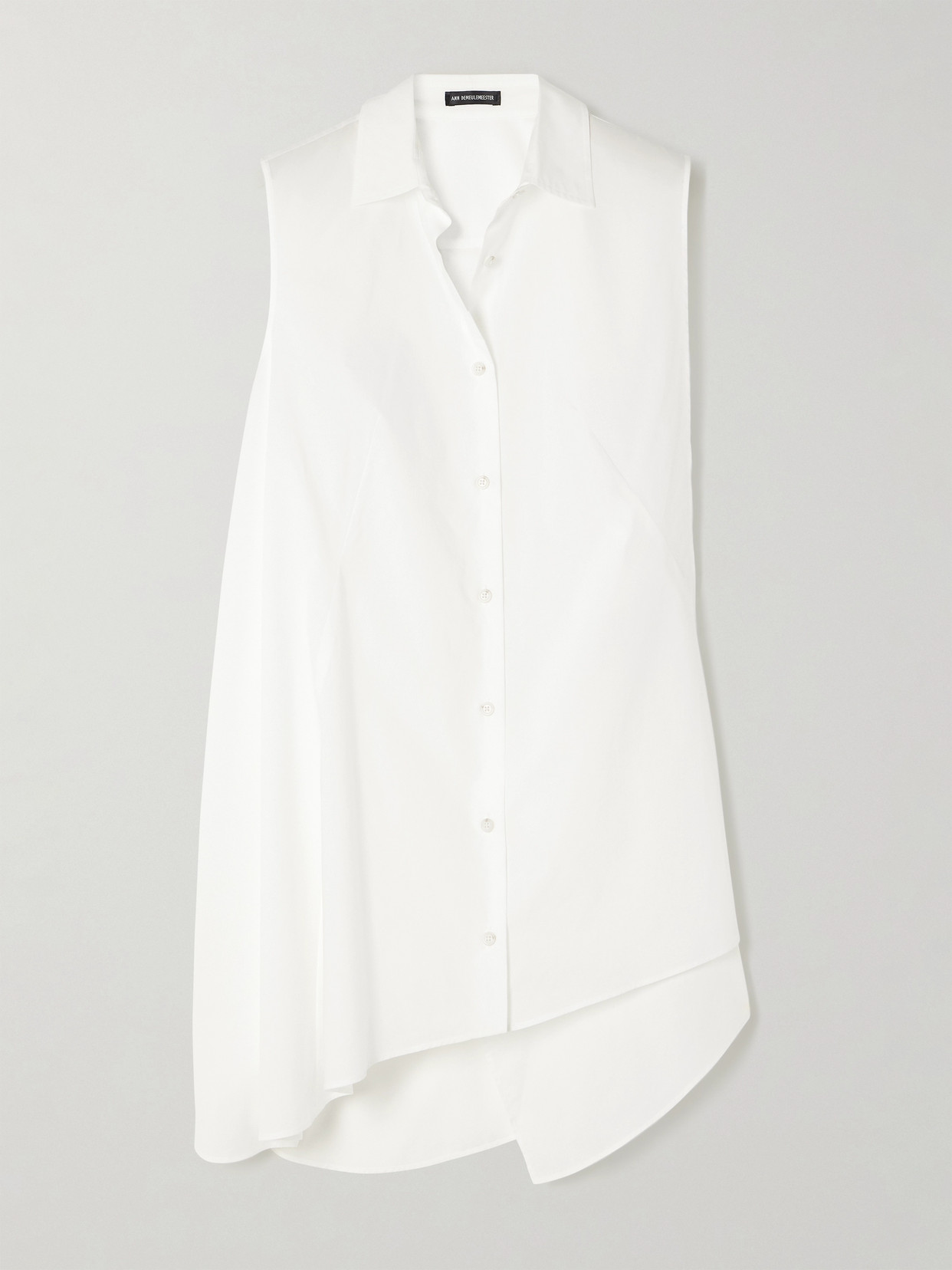 Shop Ann Demeulemeester Iona Oversized Asymmetric Cotton-poplin Shirt In White