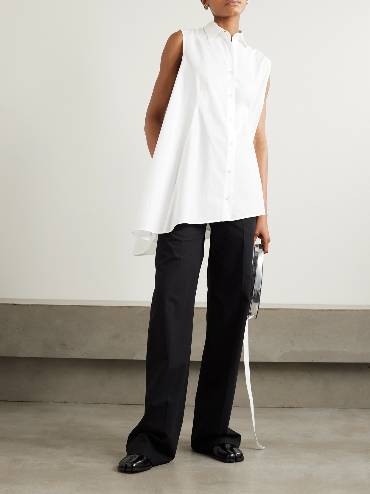 Ann Demeulemeester Iona Asymmetrical Oversized Shirt Light Crumpled Cotton White In White