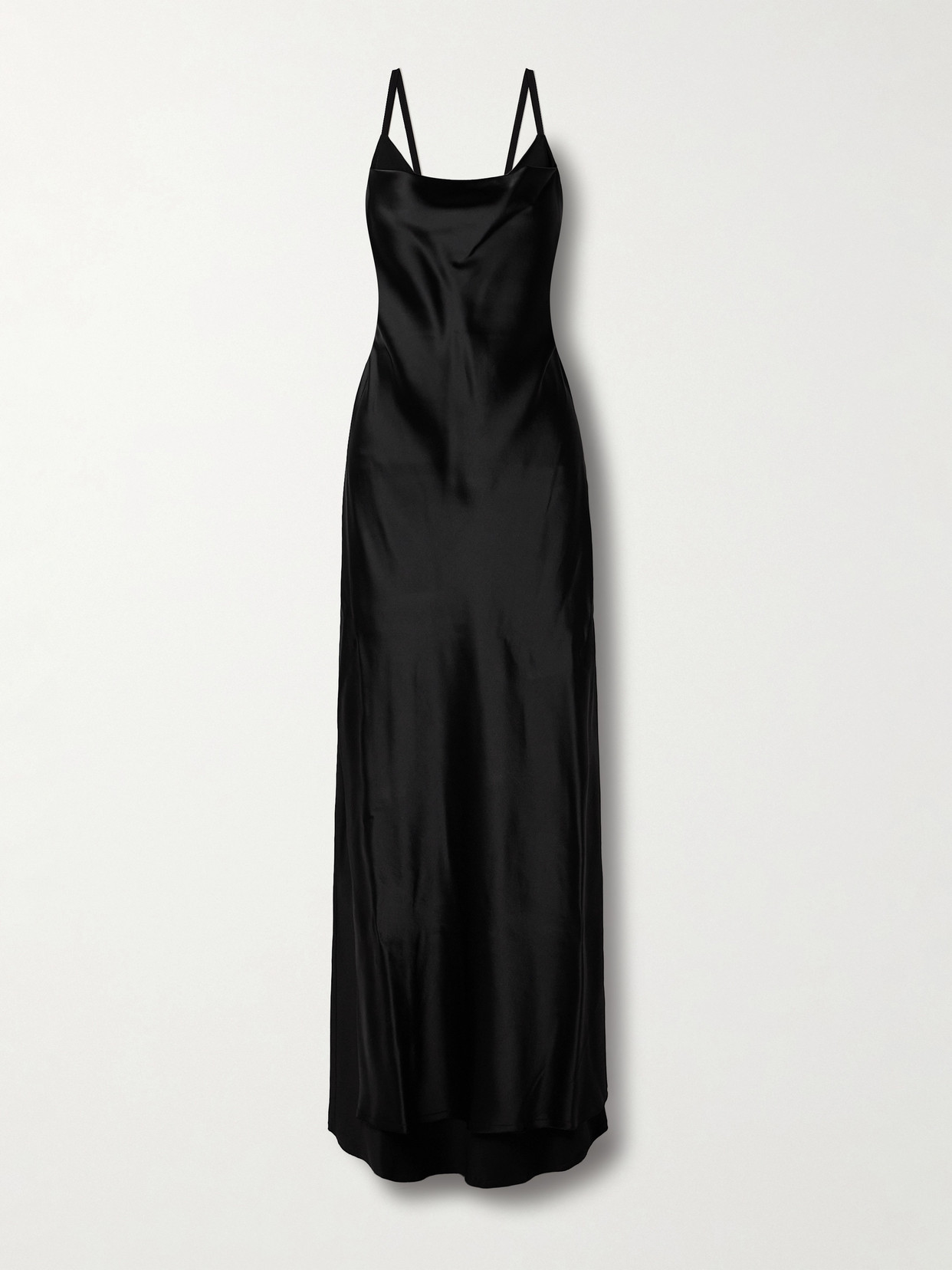 ANN DEMEULEMEESTER - Nura Layered Draped Crepe-trimmed Satin Maxi Dress - Black