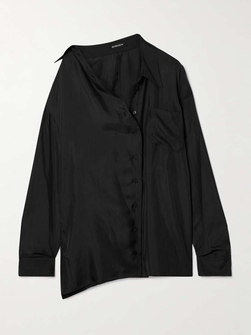 Ann Demeulemeester Julia Oversized Asymmetric Washed Silk-twill Shirt