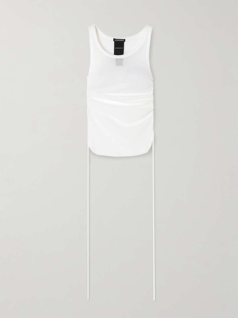 Ann Demeulemeester Mara Ruched Ribbed Cotton-jersey Tank - x large