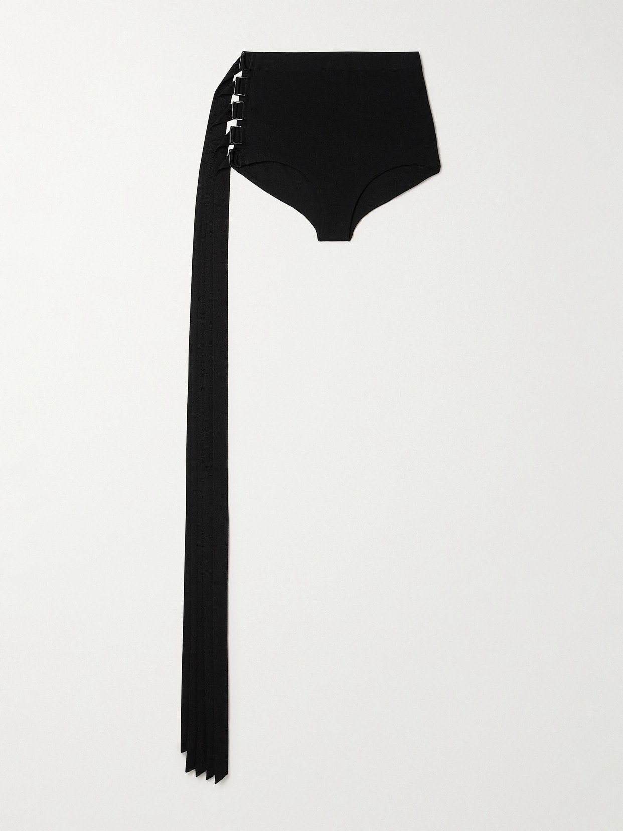 Ann Demeulemeester - Xana Buckled Fringed Stretch-crepe Shorts - Black