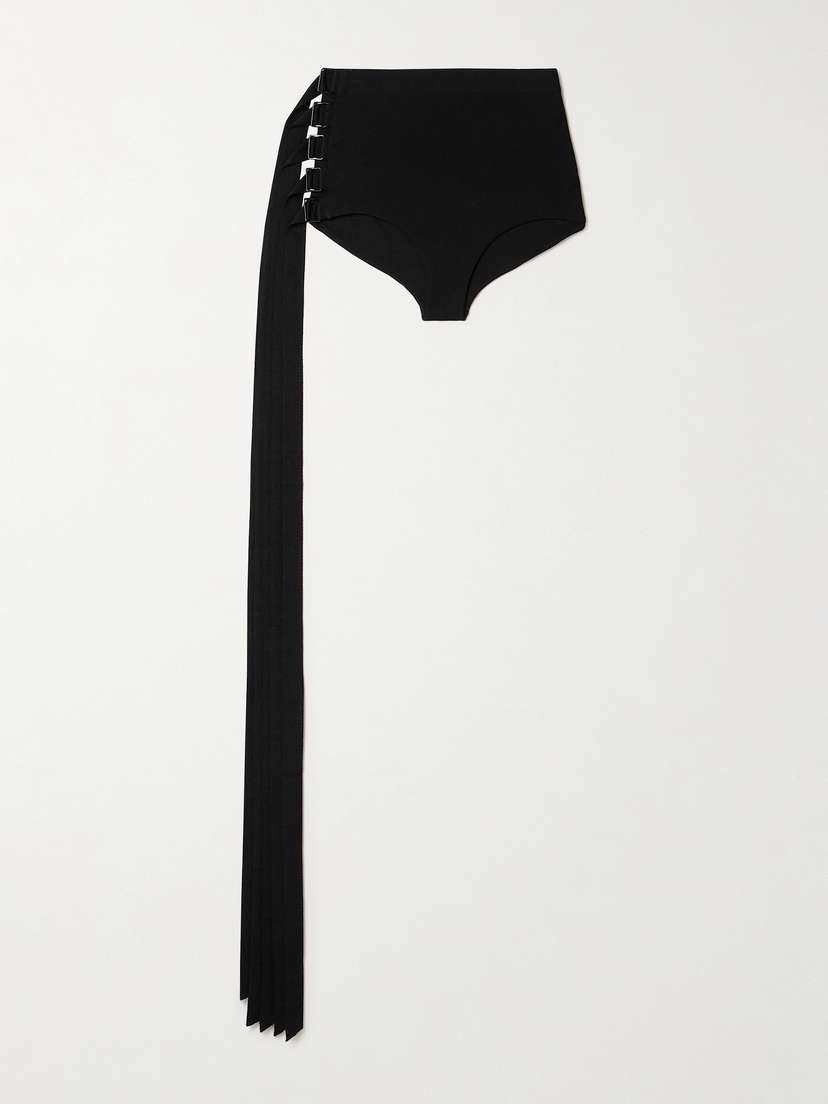 Ann Demeulemeester Xana Buckled Fringed Stretch-crepe Shorts