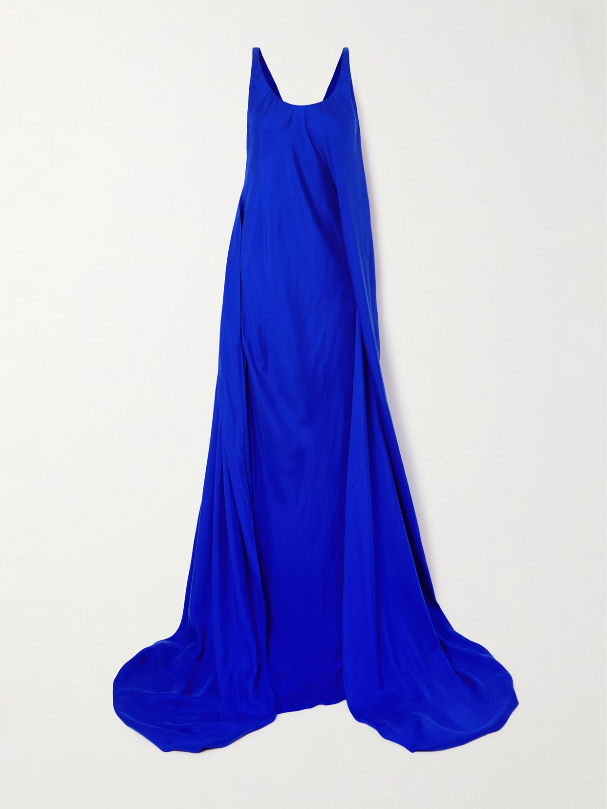 Ann Demeulemeester Ima-x Asymmetric Wrap-effect Washed-silk Maxi Dress In Blue