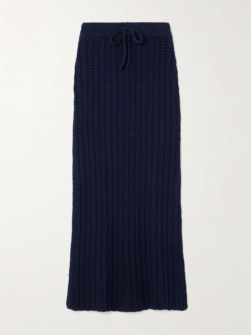 The Elder Statesman Reef Open-knit Cotton Maxi Skirt