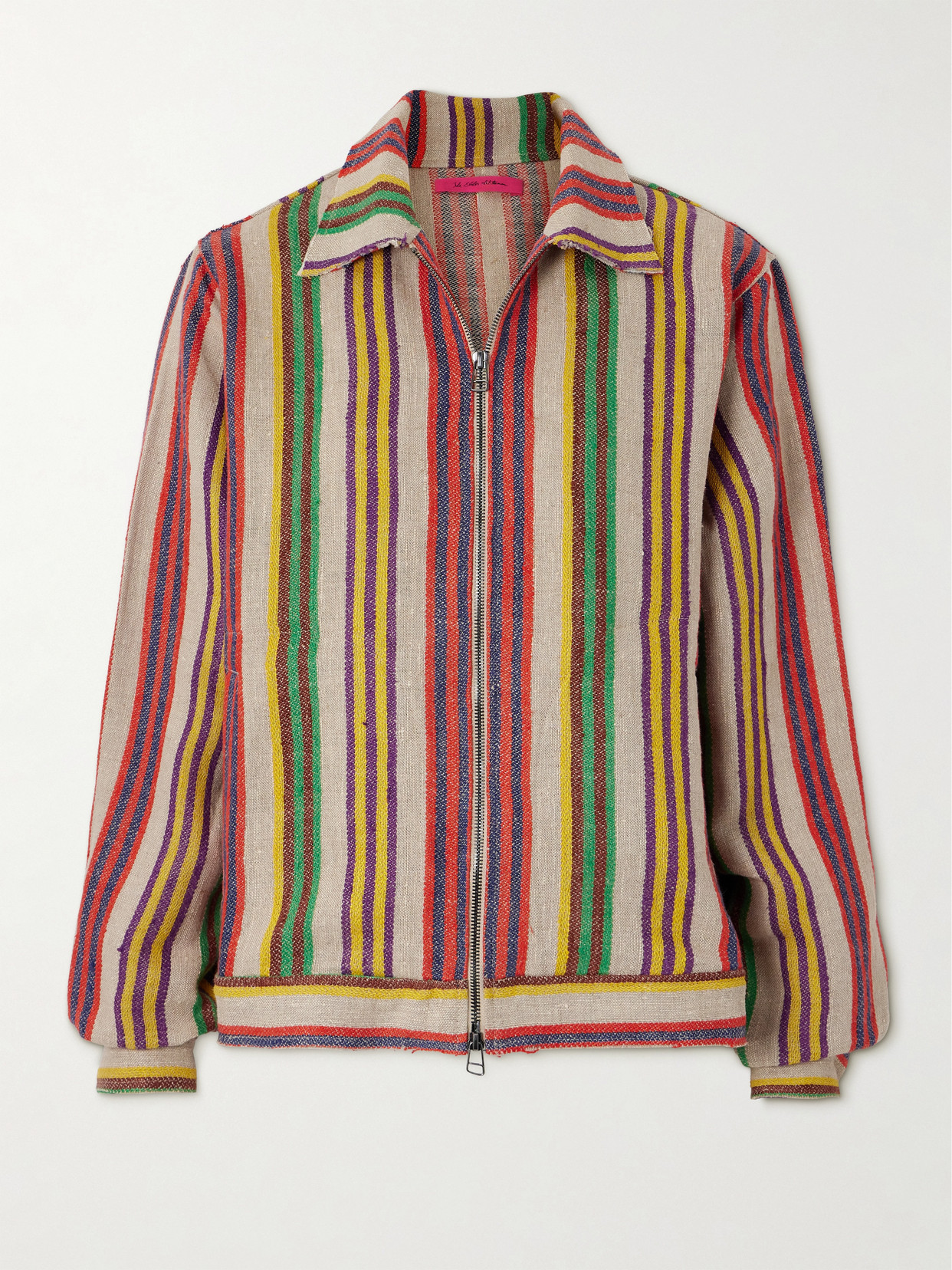 The Elder Statesman Coastal Decon Striped Linen-jacquard Jacket In Red