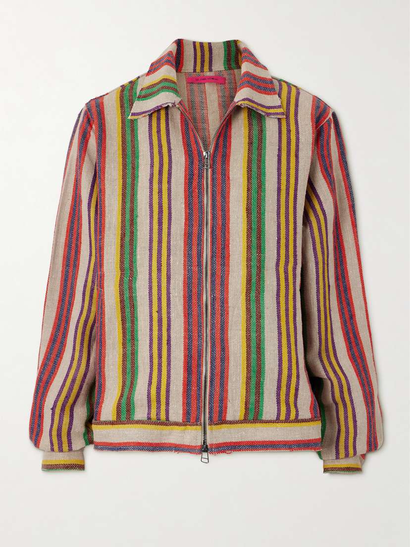 The Elder Statesman Coastal Decon Striped Linen-jacquard Jacket