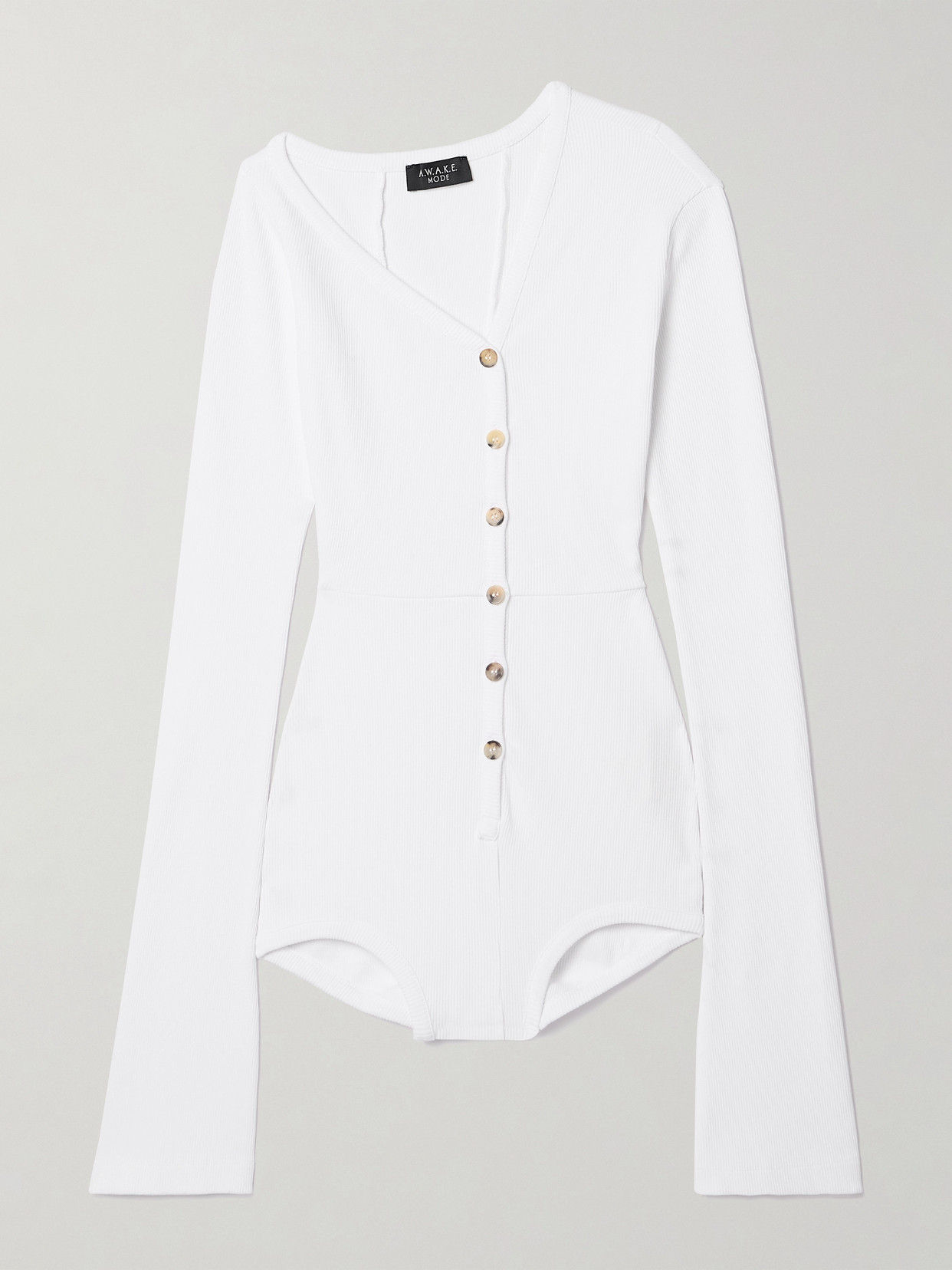 A.W.A.K.E. MODE - Ribbed Organic Cotton-blend Bodysuit - White