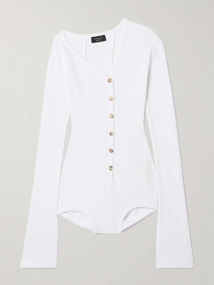 A.W.A.K.E. MODE Ribbed Organic Cotton-blend Bodysuit