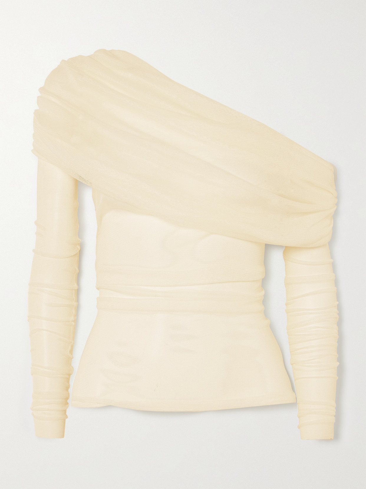 Christopher Esber - Off-the-shoulder Gathered Silk-tulle Top - Yellow