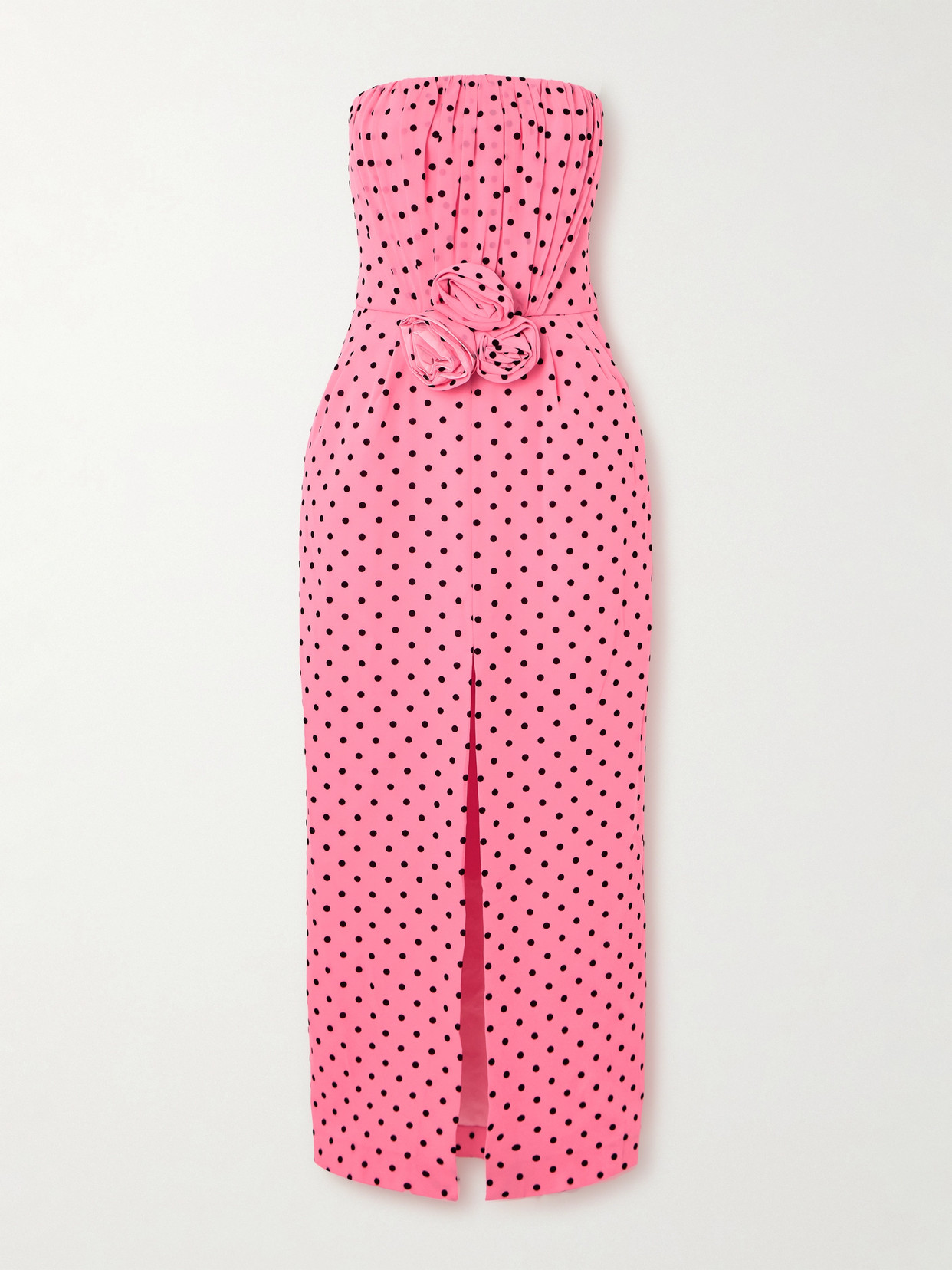 Alessandra Rich Embellished Polka-dot Silk-georgette Midi Dress In Pink