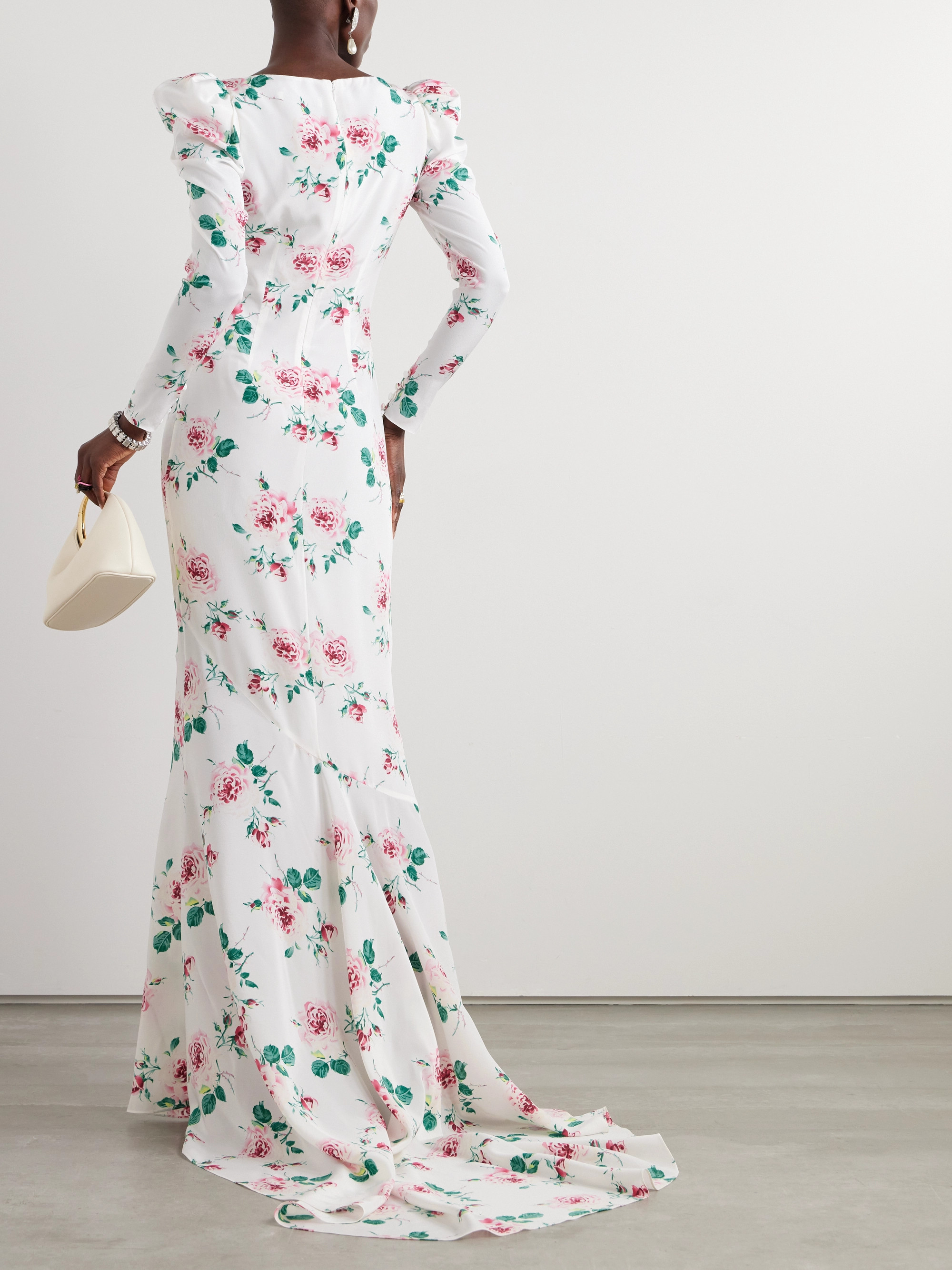 Alessandra Rich Ruffled floral-print silk-crepe de chine gown