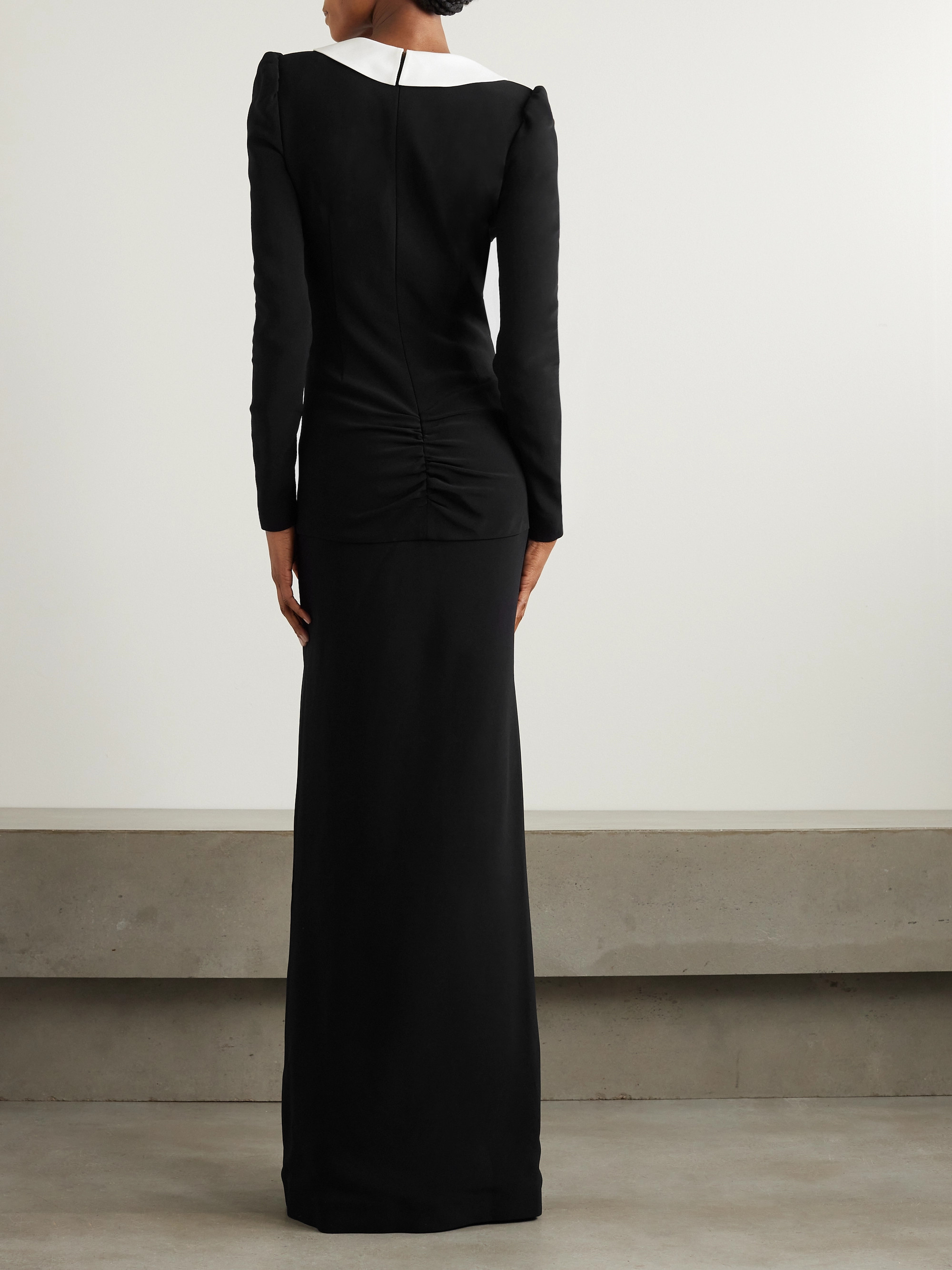 Alessandra Rich Floral-appliquéd silk mikado-trimmed cady maxi dress thumbnail