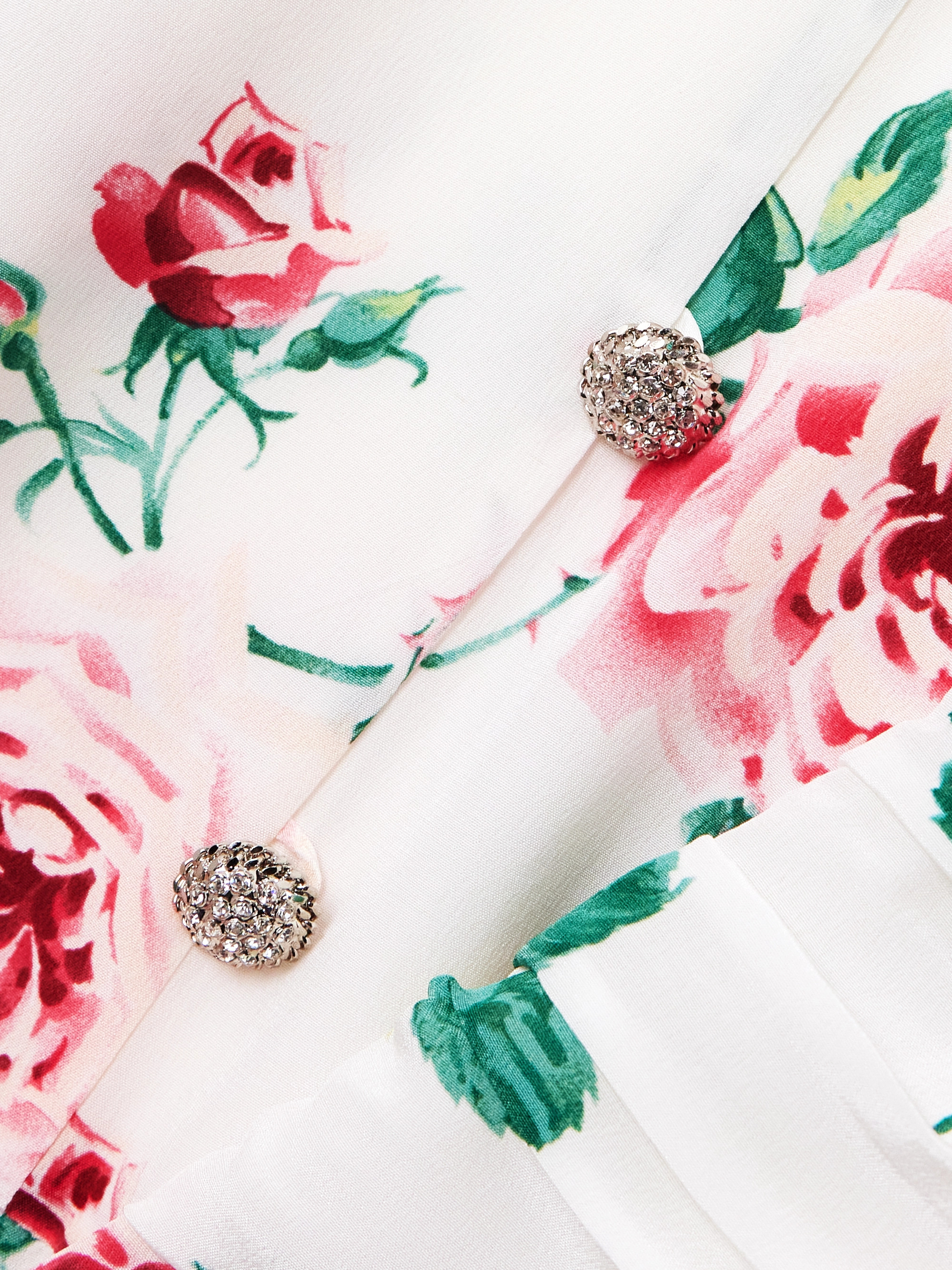 Alessandra Rich Bow-detailed embellished organza-trimmed floral-print silk midi dress thumbnail