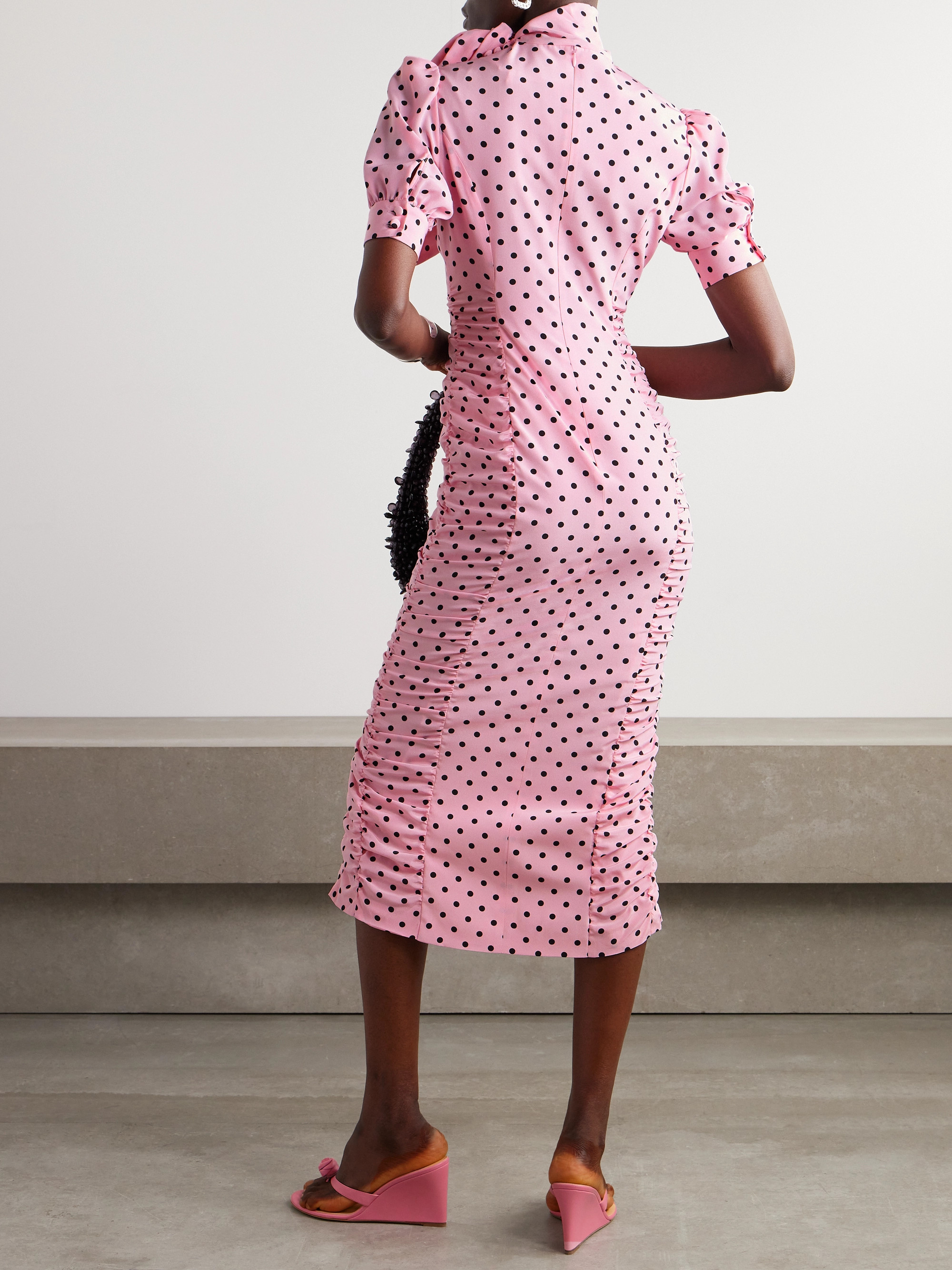 Alessandra Rich Pussy-bow polka-dot silk-crepe midi dress