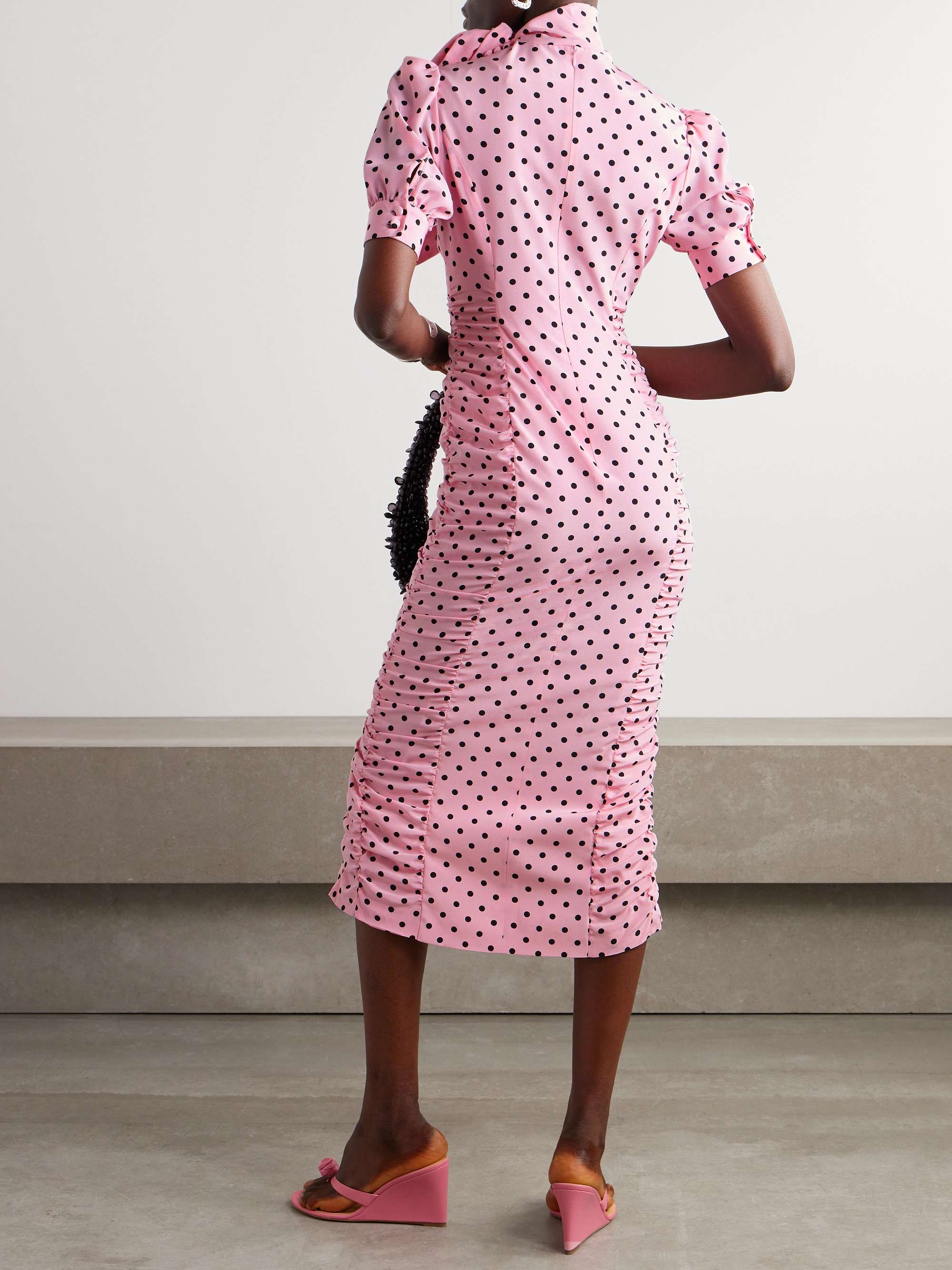 ALESSANDRA RICH Pussy-bow polka-dot silk-crepe midi dress ALESSANDRA RICH Pussy-bow polka-dot silk-crepe midi dress