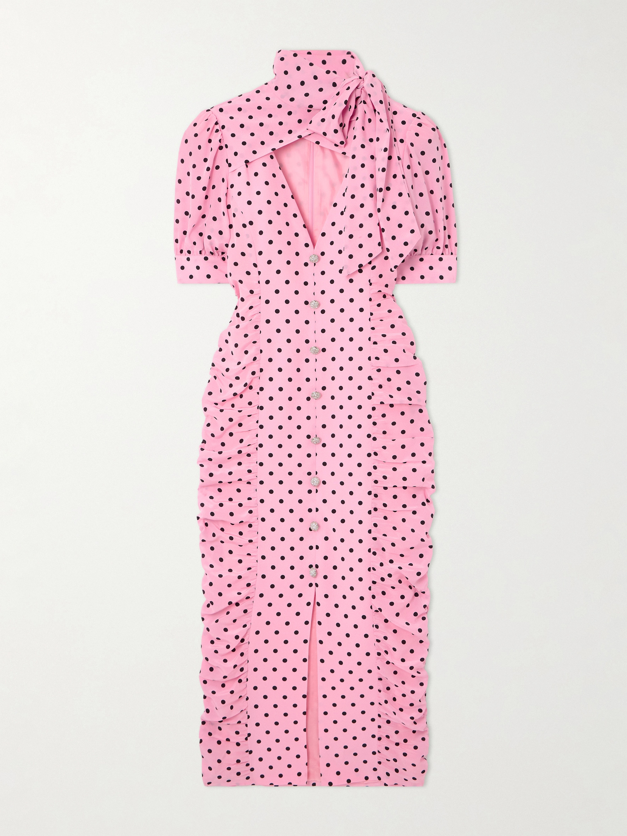 Alessandra Rich Pussy-bow polka-dot silk-crepe midi dress