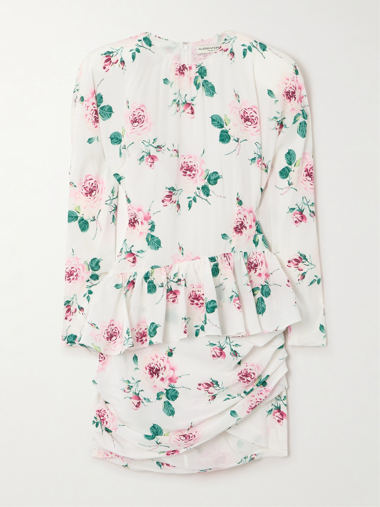 Alessandra Rich - Ruffled Silk-crepe Mini Dress - White