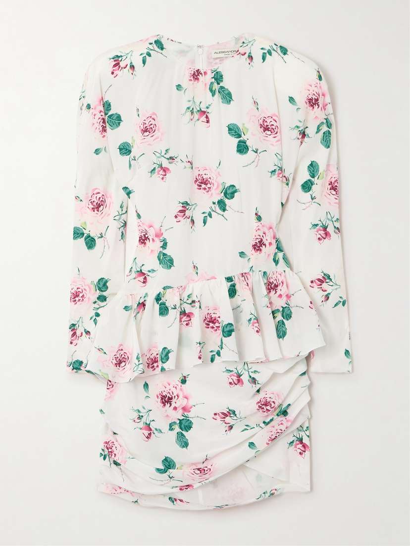 Alessandra Rich Ruffled Silk-crepe Mini Dress