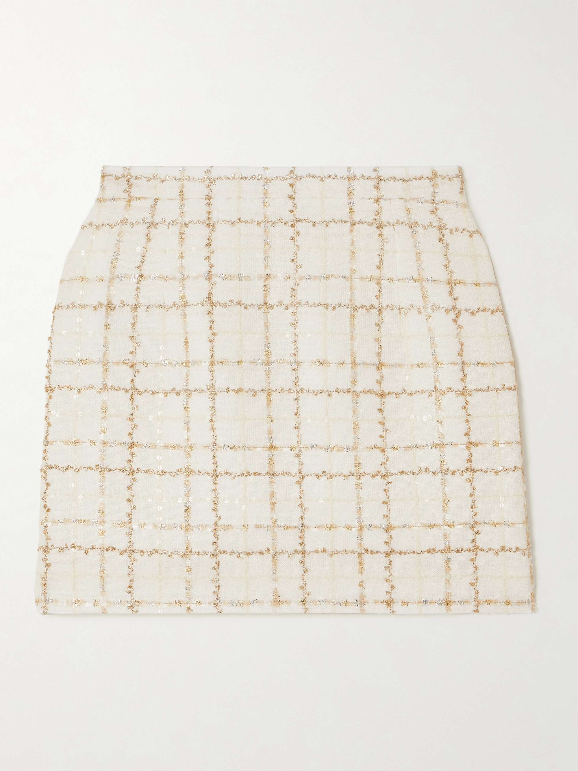 ALESSANDRA RICH Checked sequin-embellished metallic tweed
