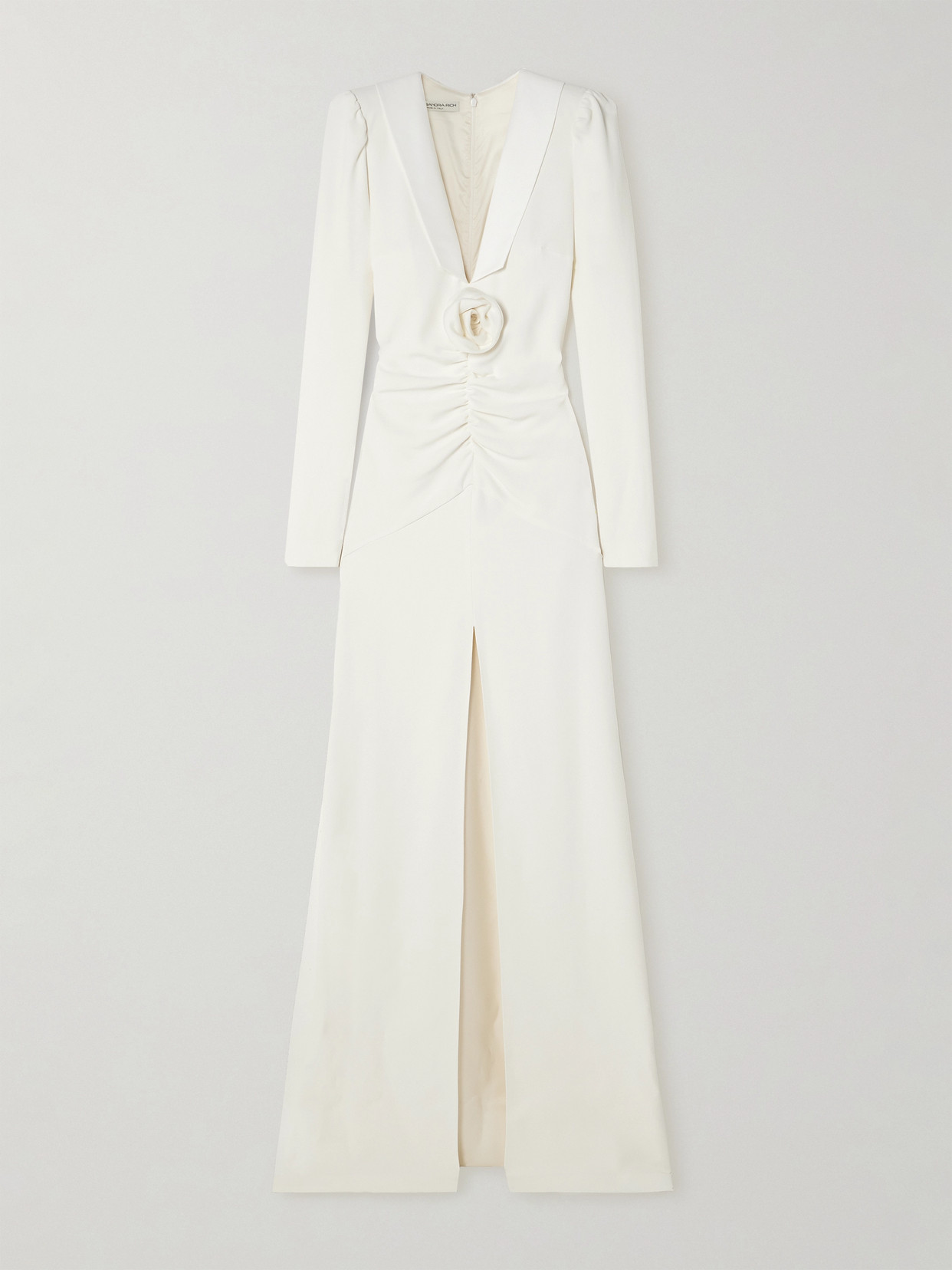 Alessandra Rich - Floral-appliquéd Silk Mikado-trimmed Cady Maxi Dress - White