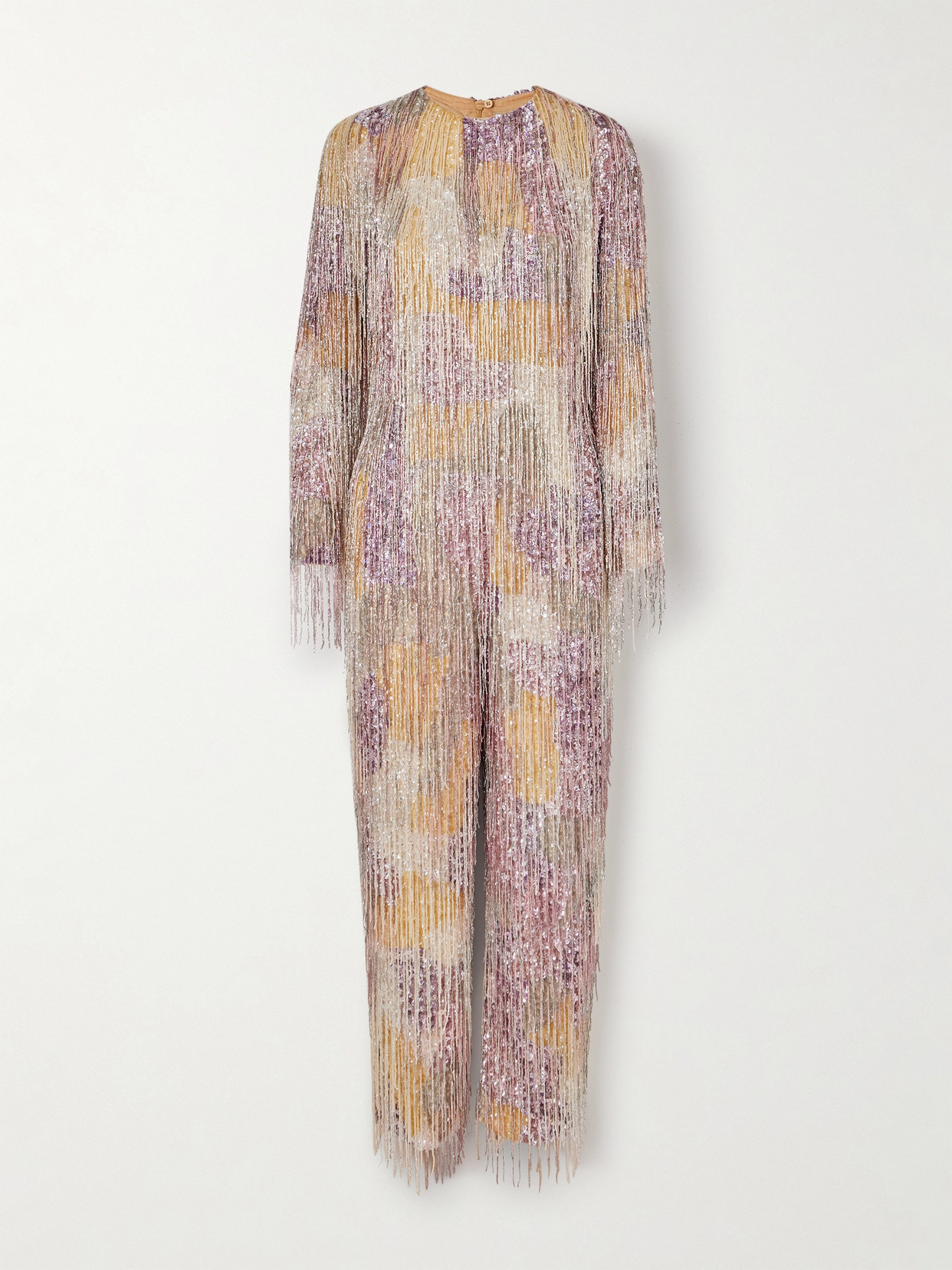 Ashish Fringed Embellished Georgette Jumpsuit In Multi