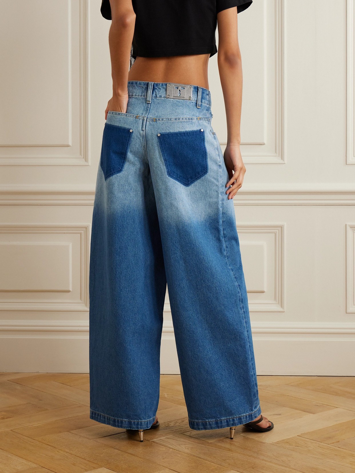 DION LEE LOW-RISE WIDE-LEG JEANS