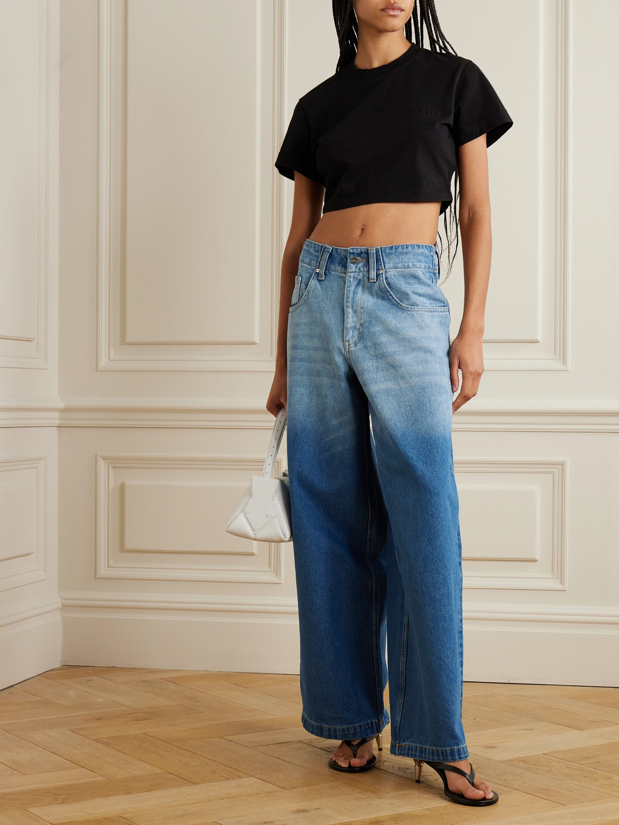 DION LEE LOW-RISE WIDE-LEG JEANS