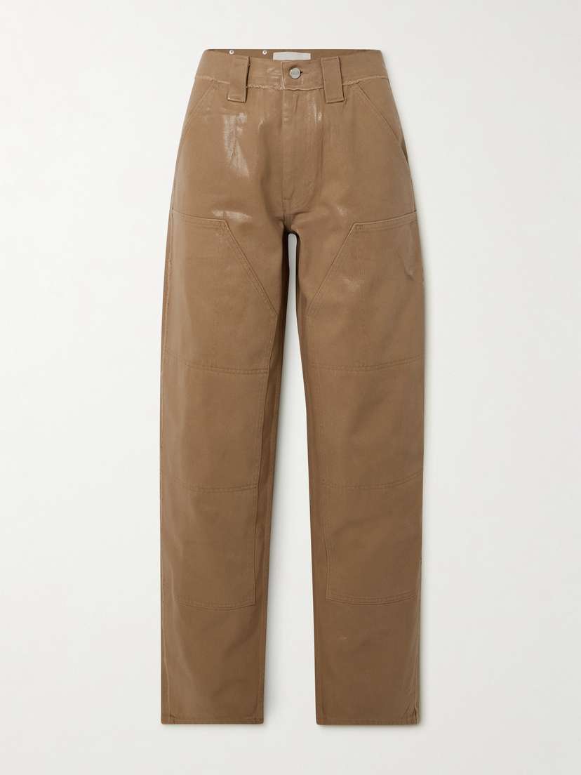 Dion Lee Carpenter Coated Mid-rise Wide-leg Cargo Jeans