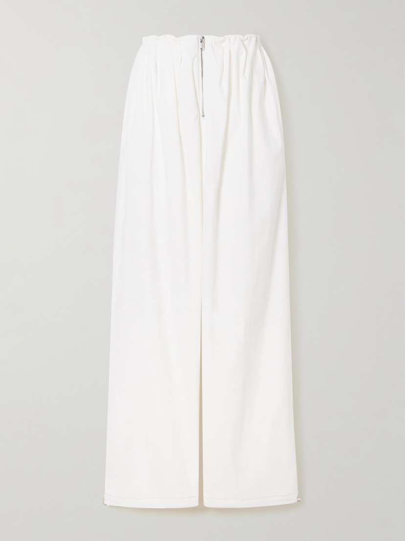 Dion Lee Gathered Washed Cotton-blend Wide-leg Pants