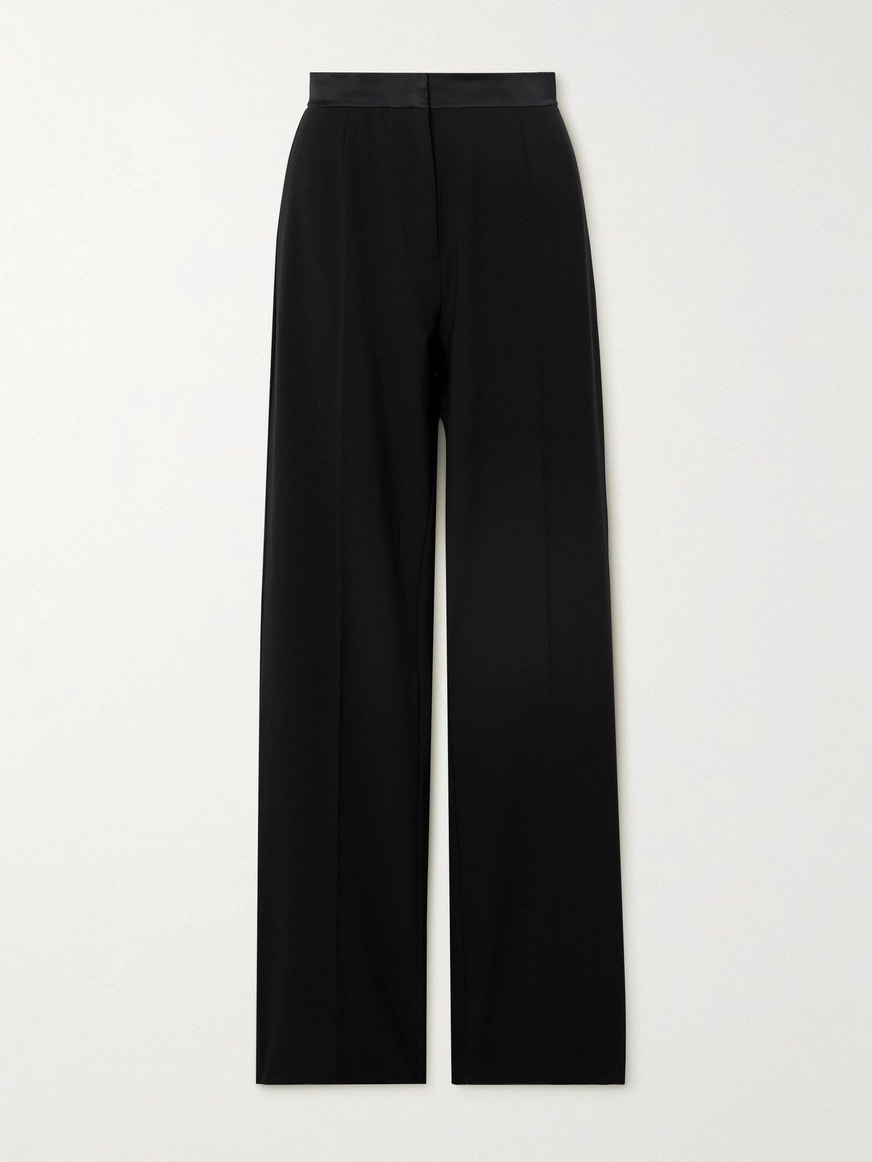 Nensi Dojaka Satin-trimmed Crepe Wide-leg Pants In Black