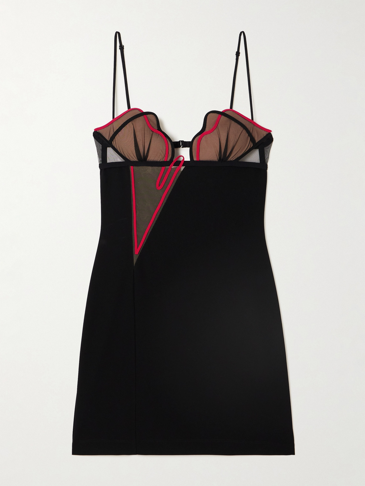 Shop Nensi Dojaka Heartbeat Appliquéd Tulle-trimmed Crepe Mini Dress In Black