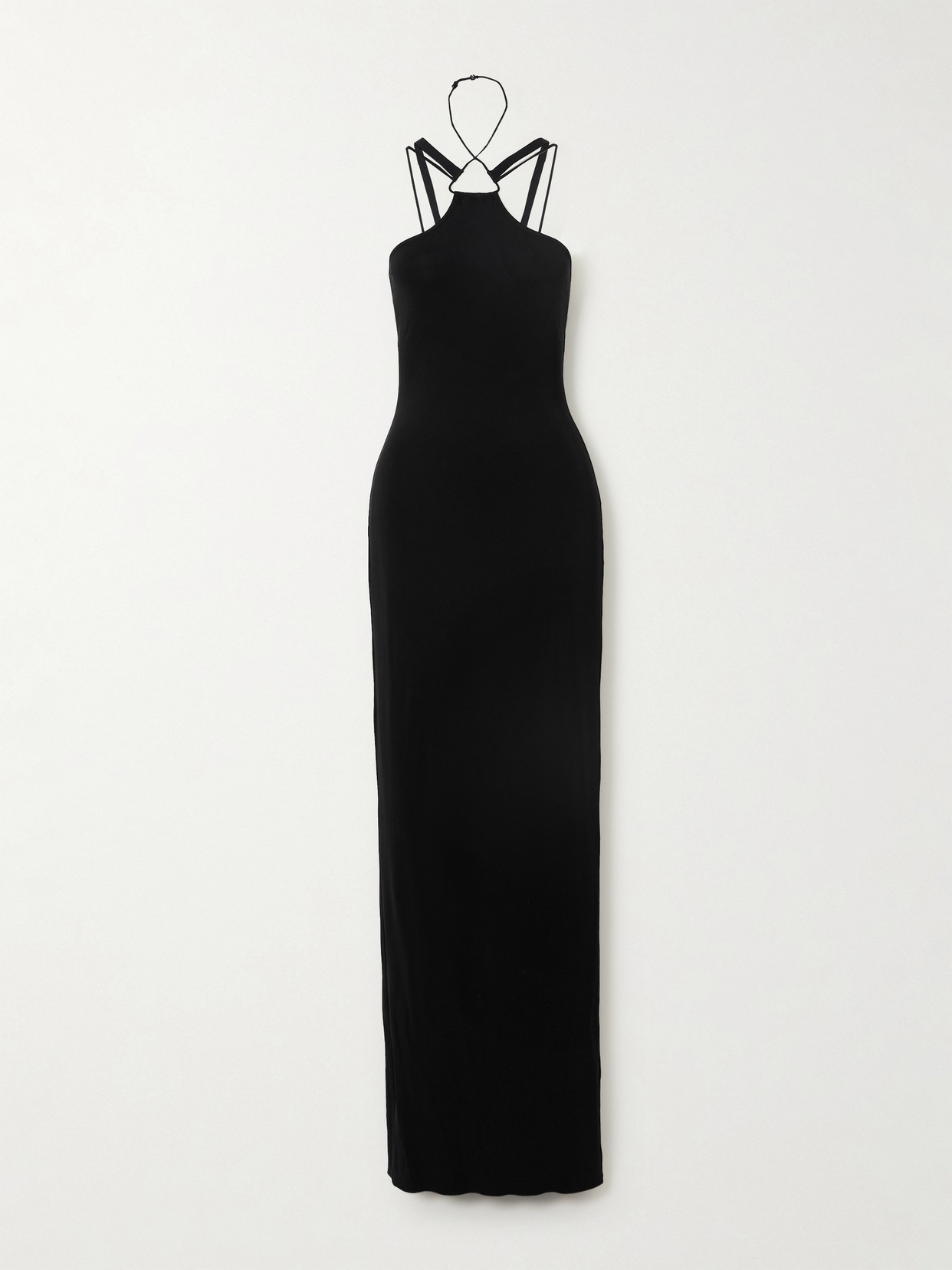 Nensi Dojaka Cutout Stretch-crepe Halterneck Gown In Black