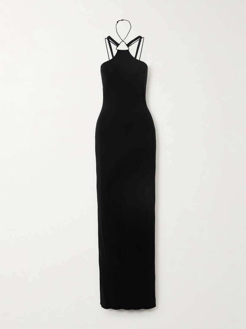 Nensi Dojaka Cutout Stretch-crepe Halterneck Gown