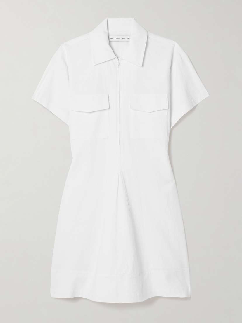 Proenza Schouler White Label Carmine Crinkled Cotton And Linen-blend Mini Dress