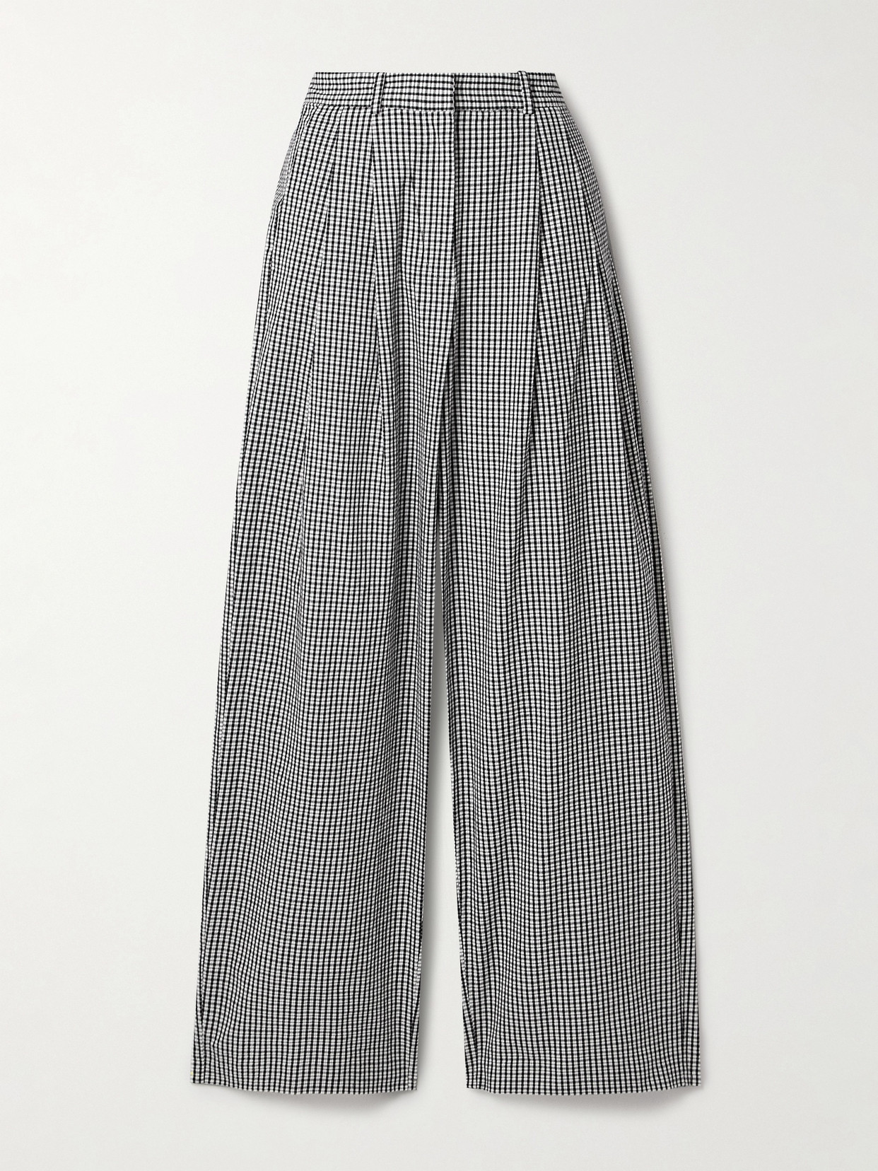 Proenza Schouler White Label Amber Pleated Gingham Cotton And Linen-blend Wide-leg Pants In Multi