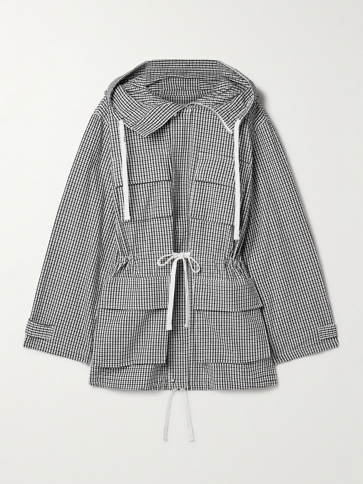 Proenza Schouler White Label Nina Hooded Gingham Cotton And Linen-blend Jacket In Multi