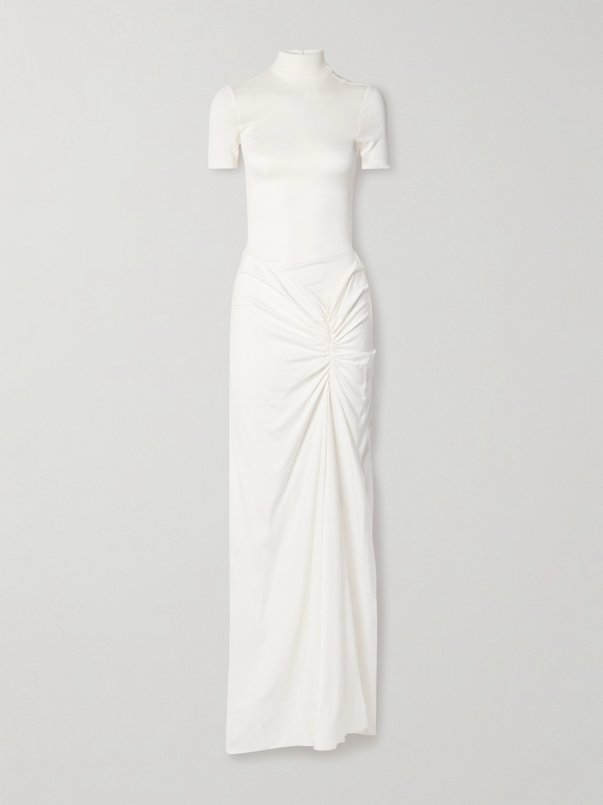 Christopher Esber Fusion Jersey And Gathered Crepe Maxi Dress In White