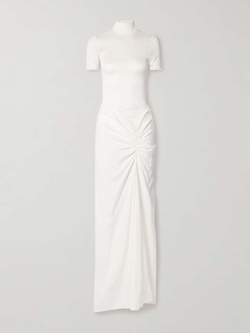 Christopher Esber Fusion Jersey And Gathered Crepe Maxi Dress - UK 14