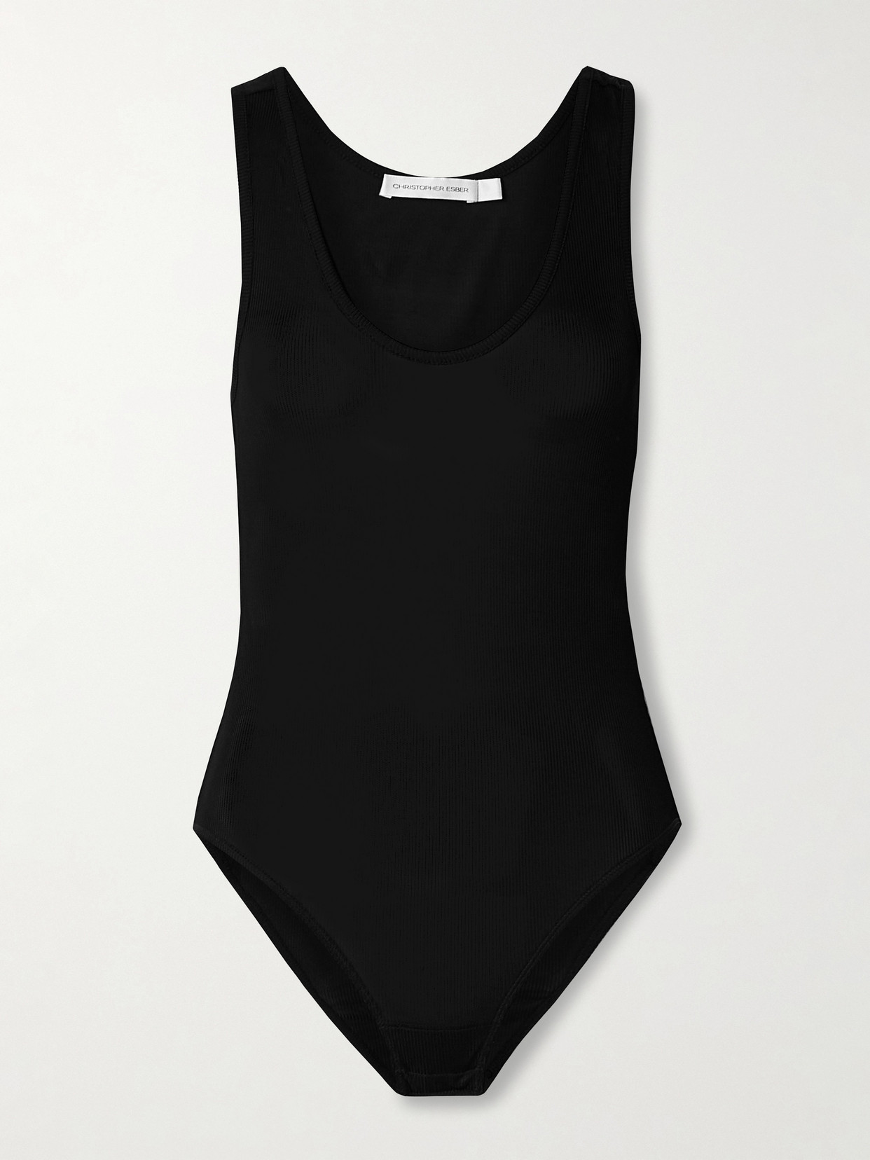 Christopher Esber Sonora Ribbed-knit Bodysuit In Black