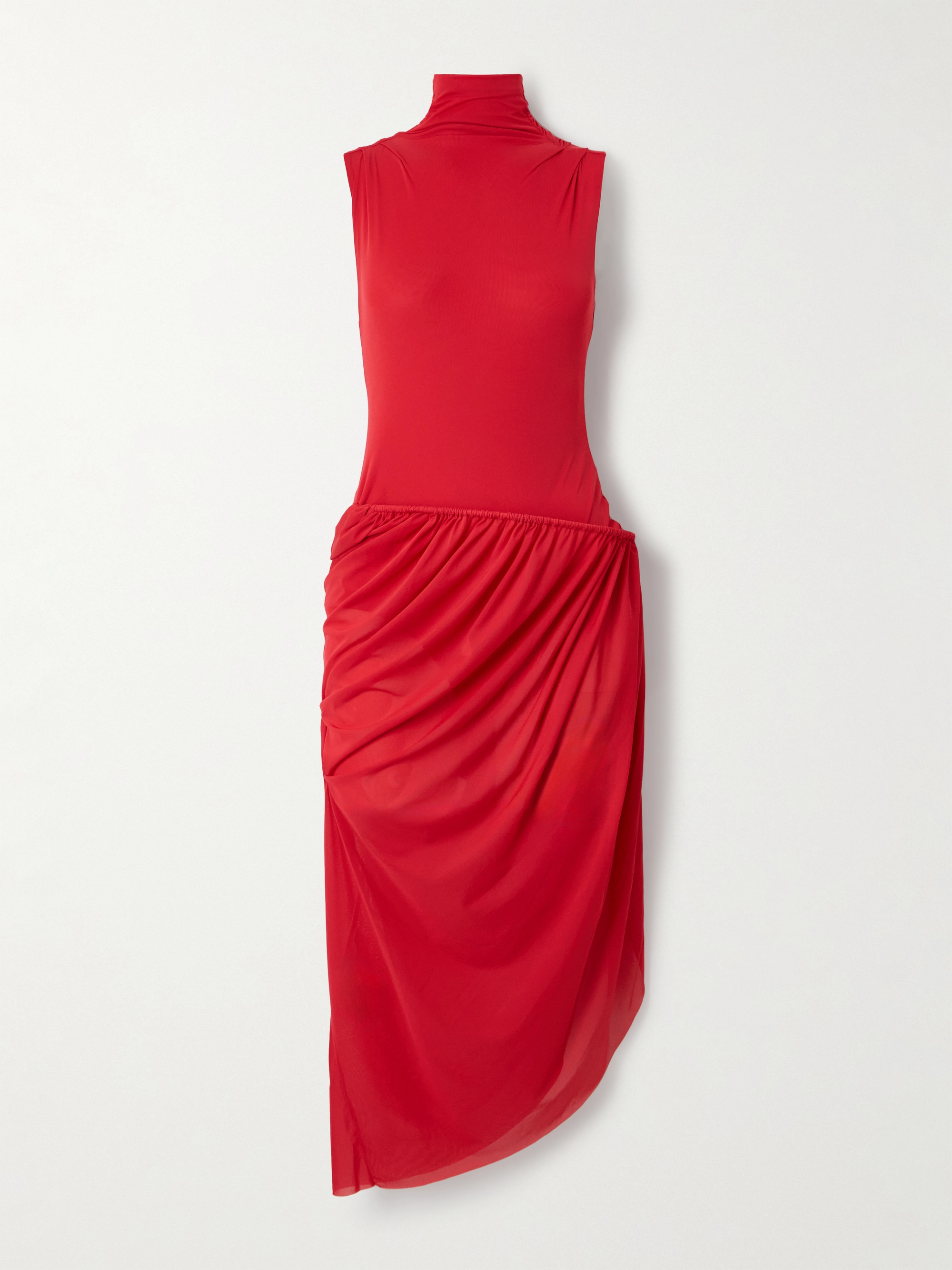 christopher esber gathered draped jersey maxi dress Fusion jersey and gathered crepe mock-neck maxi dress - green