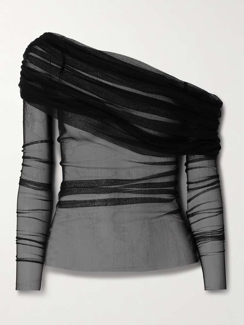 Christopher Esber Off-the-shoulder Gathered Silk-tulle Top -  - UK 14