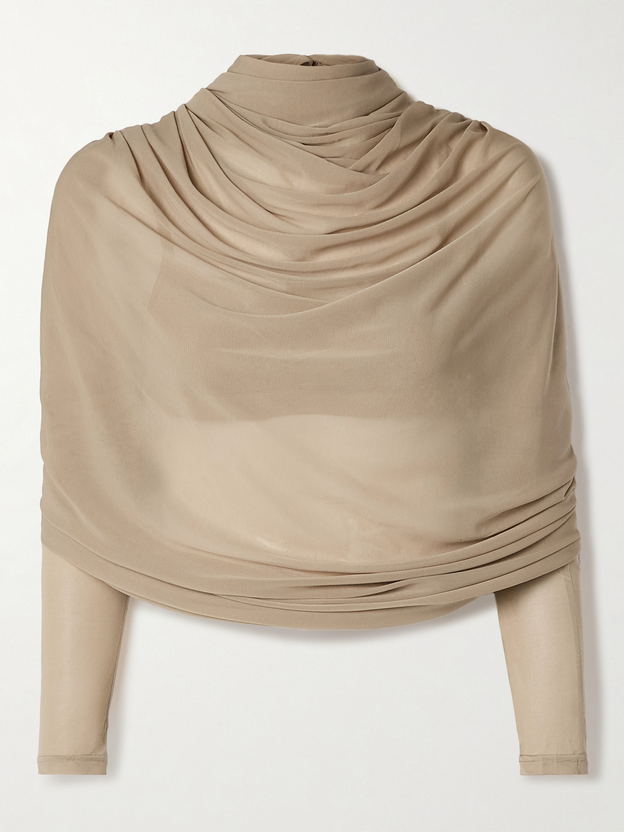 Christopher Esber - Casteret Cropped Open-back Draped Tulle Top - Neutrals
