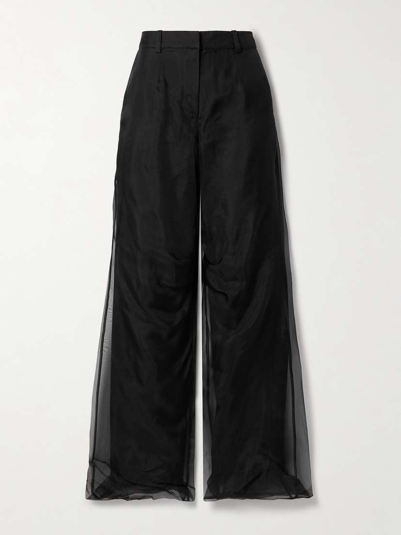 Christopher Esber Iconica Duo Layered Silk-organza And Wool-twill Wide-leg Pants