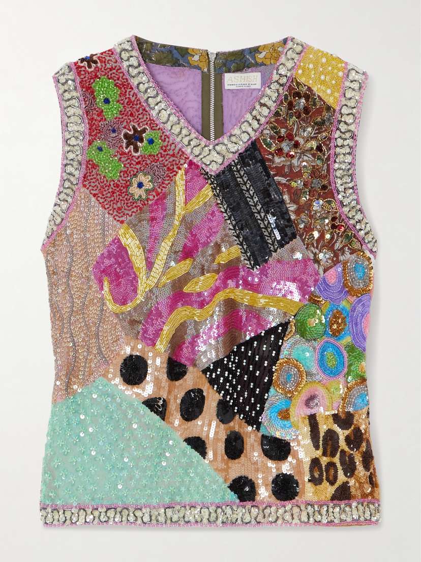 Ashish Embellished Georgette Tank - x large