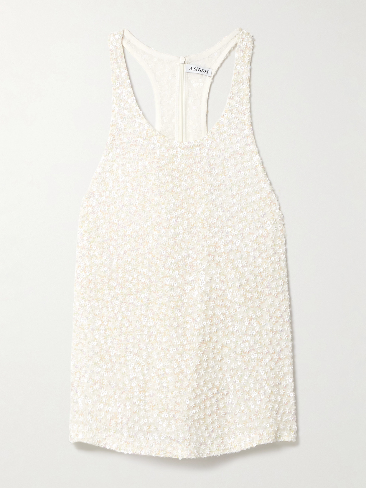 Ashish - Embellished Georgette Tank - White