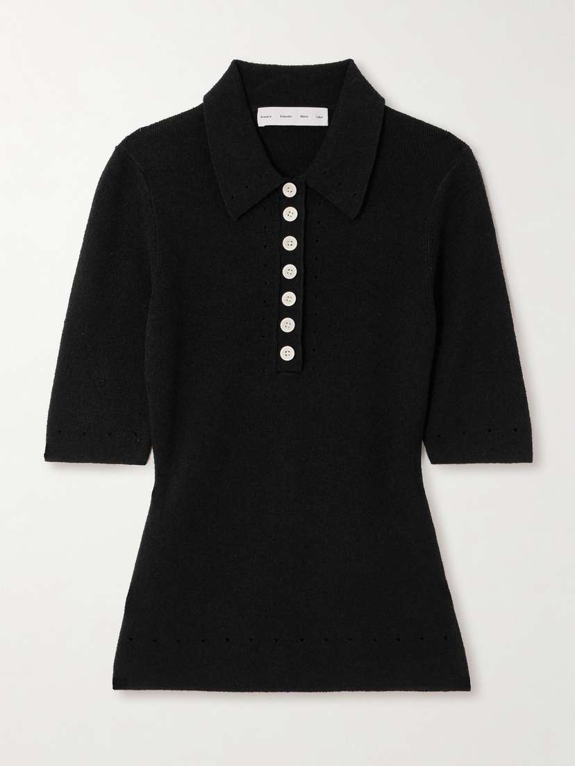Proenza Schouler White Label Spencer Pointelle-knit Bouclé Polo Top